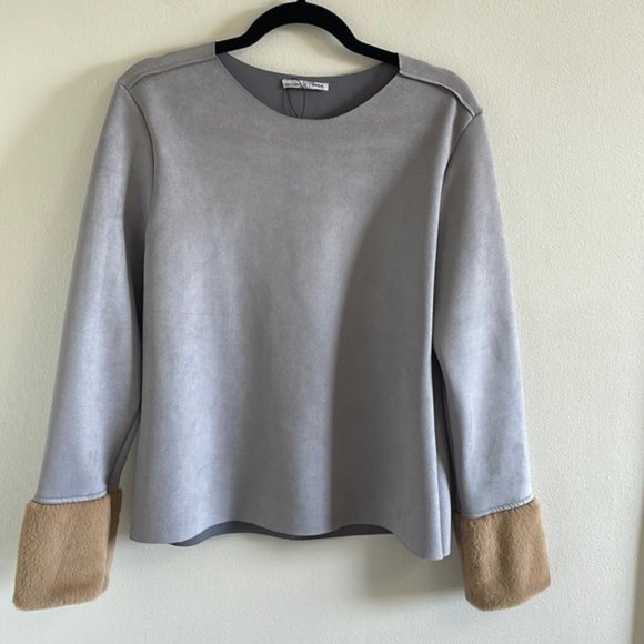 Zara Gray and Tan Blouse - Picture 4 of 11